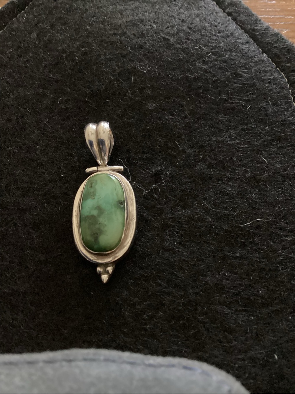 Sterling Silver Green Turquoise Oval Pendant